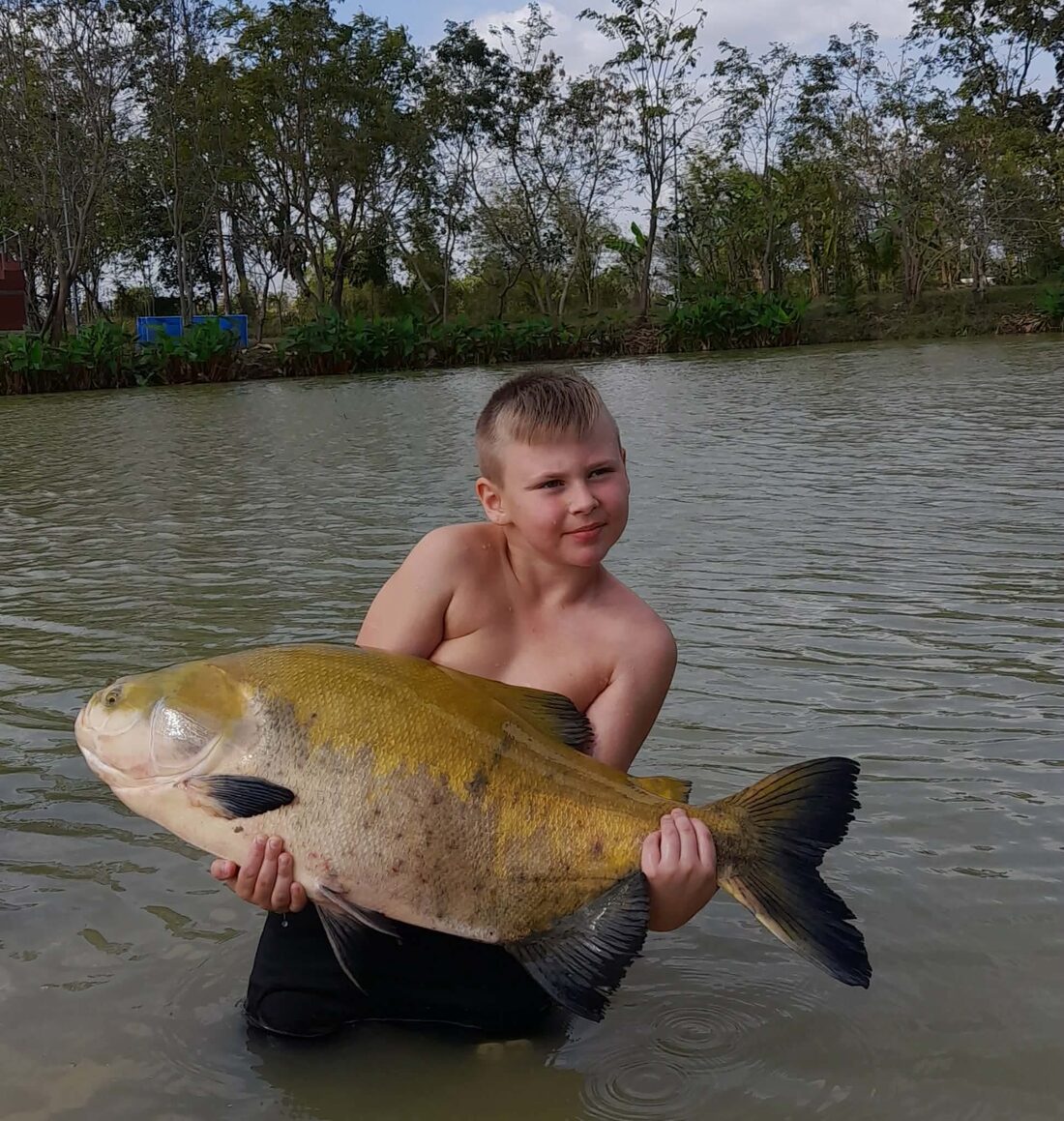 Angler with a catfish