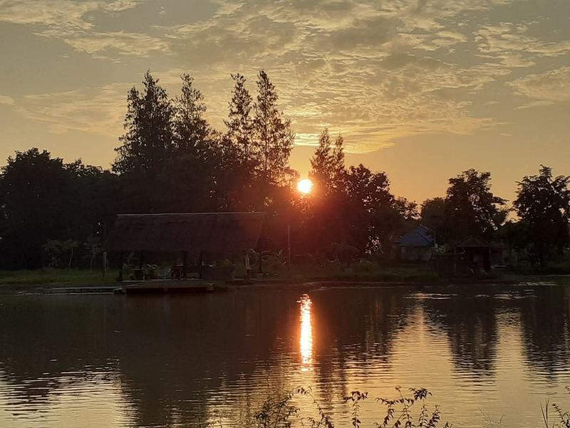 Night fishing atmosphere at the park