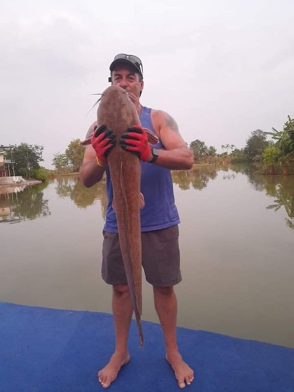 African sharptooth catfish caught at Buriram Monster Fishing Park