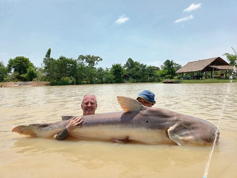 Mekong giant catfish caught at Buriram Monster Fishing Park