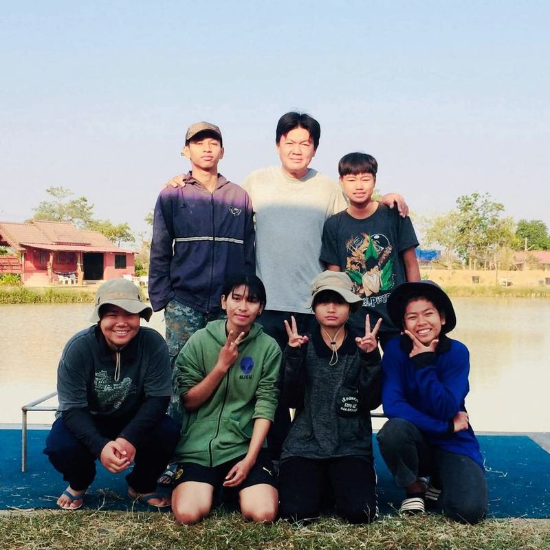 Students learning at the fishing park