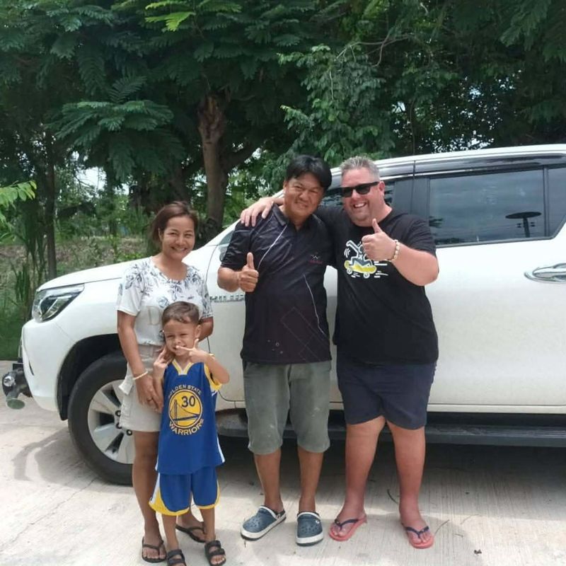 Khun Paul with Win and his family at the park